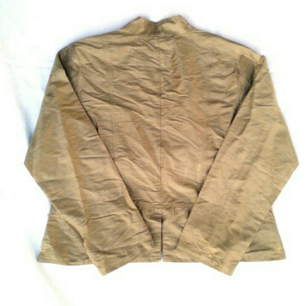 Beaded Gold 100% Silk Chico's Mandarin Embroidered Beaded  Kimono Blazer Jacket - Picture 6 of 8